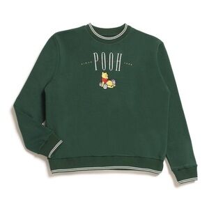 Disney Parks Winnie The Pooh Sweatshirt Green Embroidered Unisex L Disneyland